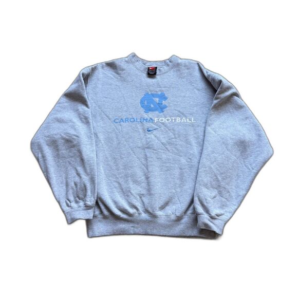 VTG NIKE UNC NORTH CAROLINA FOOTBALL CENTER SWOOSH GRAY CREWNECK SWEATSHIRT M - Picture 1 of 9
